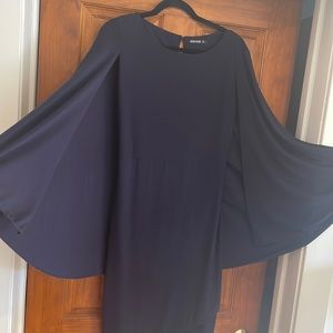 koh koh flare sleeved navy jersey dress size L